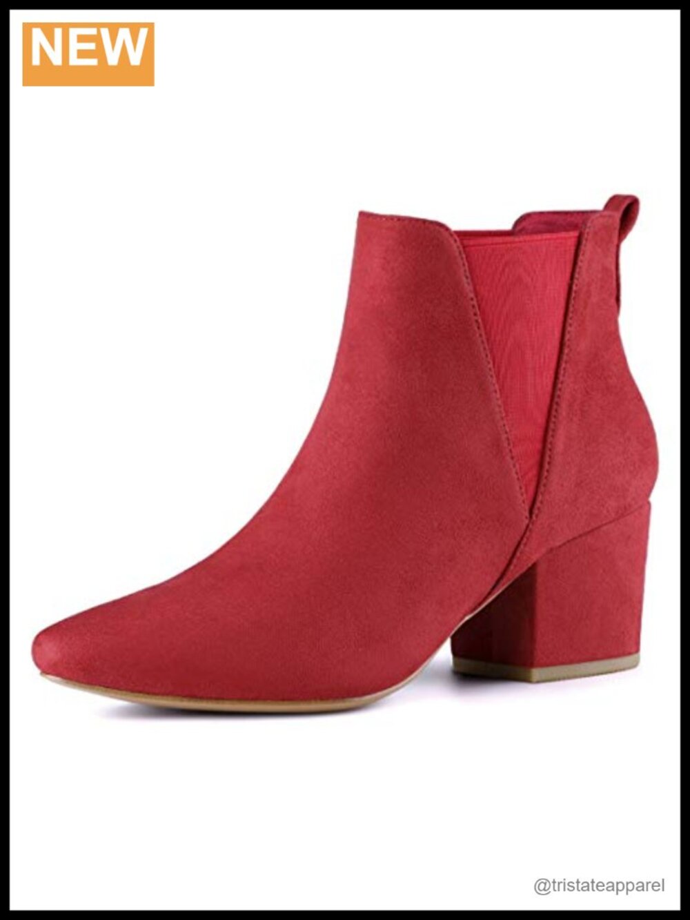 Chelsea Ankle Boots Pointed Toe Block Heel Faux Suede Booties